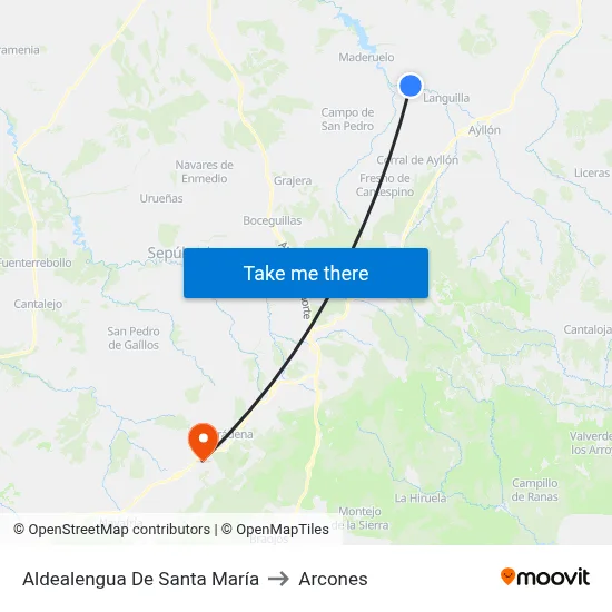 Aldealengua De Santa María to Arcones map