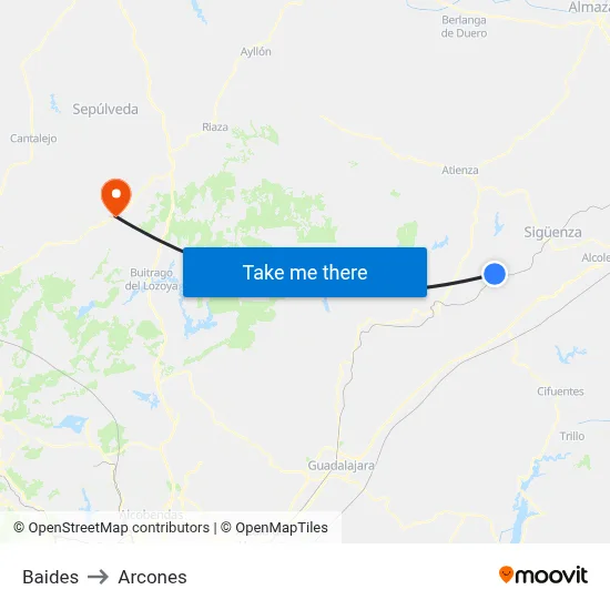 Baides to Arcones map