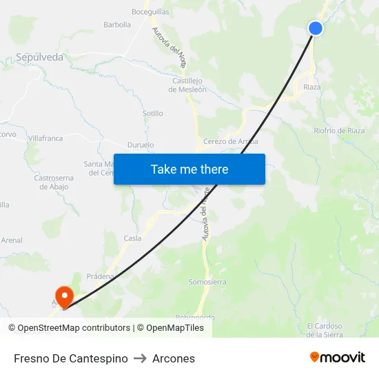 Fresno De Cantespino to Arcones map