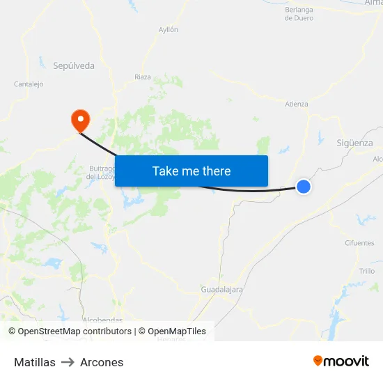 Matillas to Arcones map