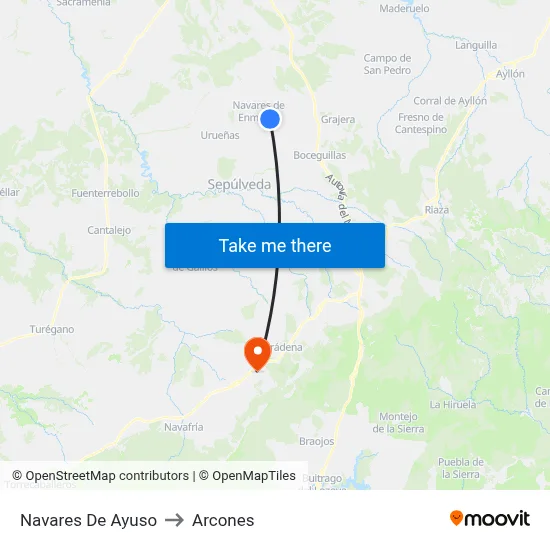 Navares De Ayuso to Arcones map