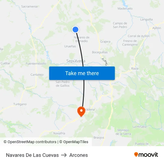 Navares De Las Cuevas to Arcones map