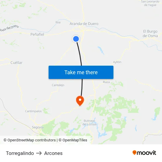 Torregalindo to Arcones map
