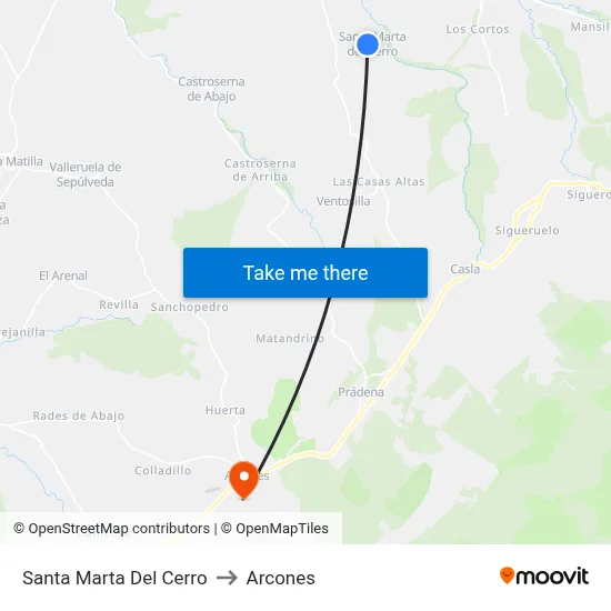 Santa Marta Del Cerro to Arcones map