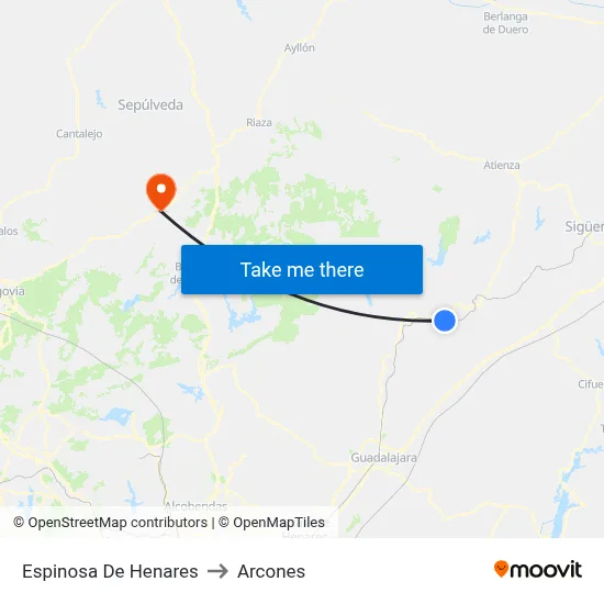 Espinosa De Henares to Arcones map