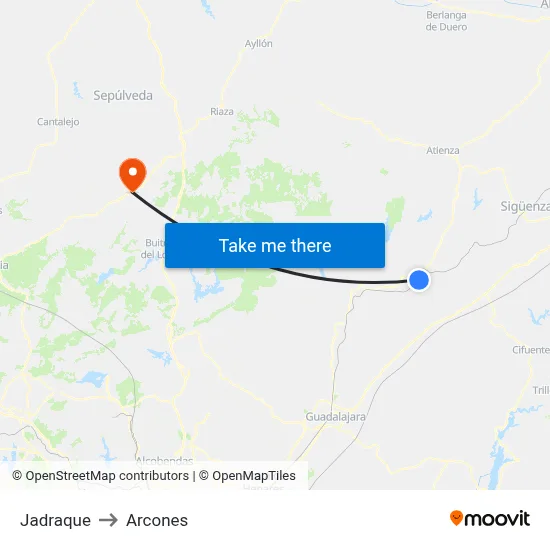 Jadraque to Arcones map