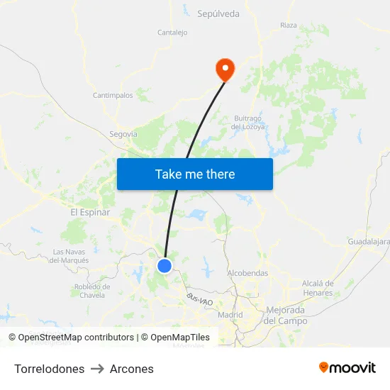 Torrelodones to Arcones map