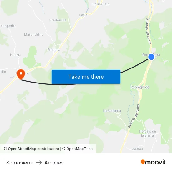 Somosierra to Arcones map