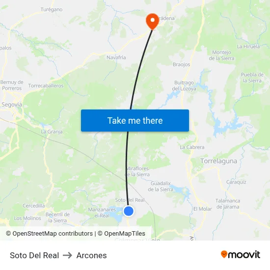 Soto Del Real to Arcones map