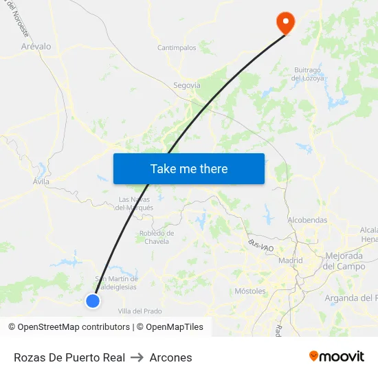 Rozas De Puerto Real to Arcones map