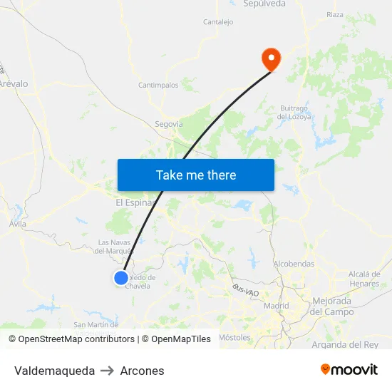 Valdemaqueda to Arcones map