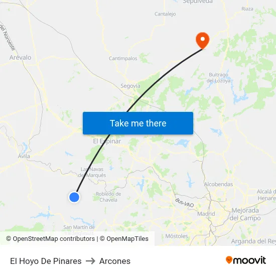 El Hoyo De Pinares to Arcones map