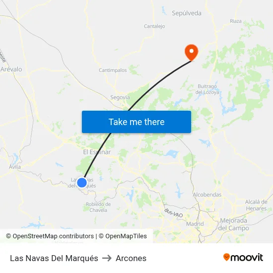 Las Navas Del Marqués to Arcones map