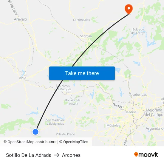 Sotillo De La Adrada to Arcones map