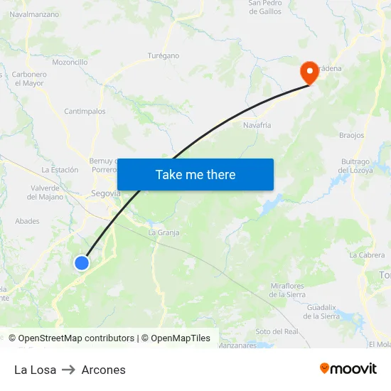 La Losa to Arcones map