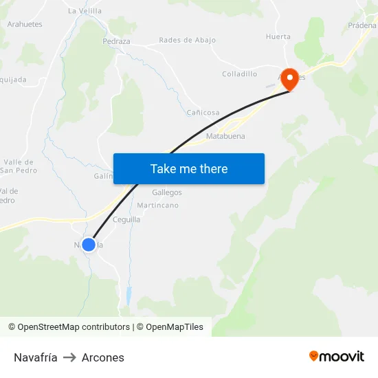 Navafría to Arcones map