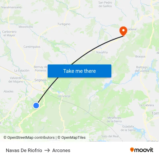 Navas De Riofrío to Arcones map