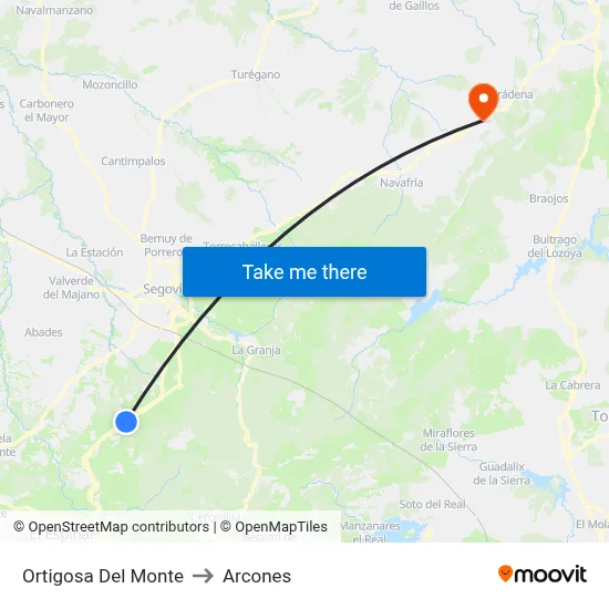 Ortigosa Del Monte to Arcones map