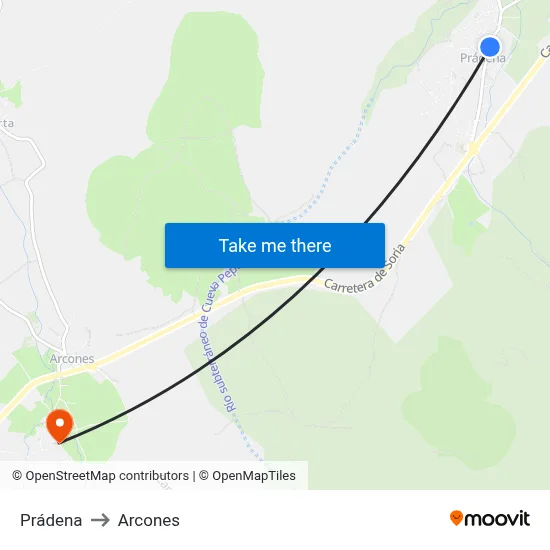 Prádena to Arcones map