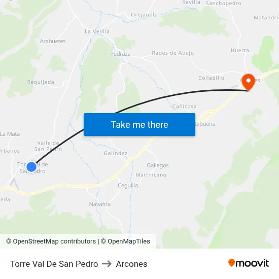 Torre Val De San Pedro to Arcones map