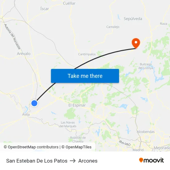 San Esteban De Los Patos to Arcones map