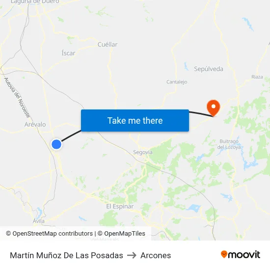 Martín Muñoz De Las Posadas to Arcones map