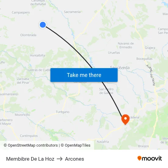 Membibre De La Hoz to Arcones map