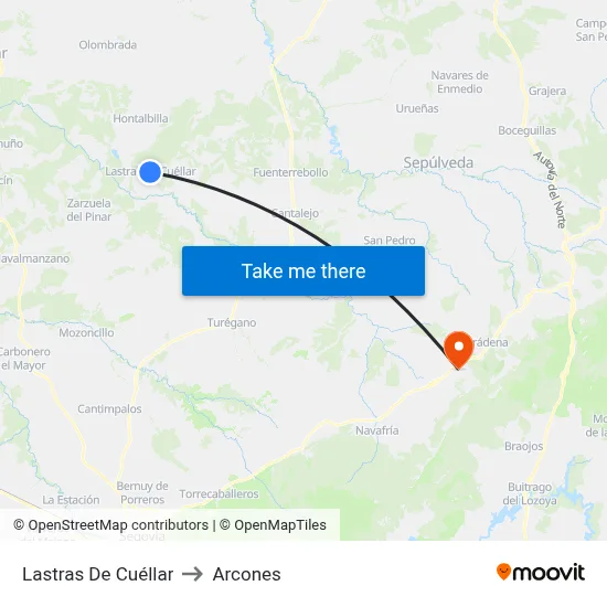Lastras De Cuéllar to Arcones map