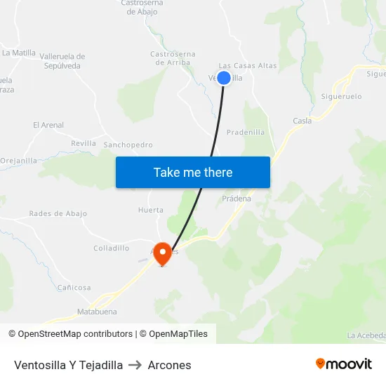 Ventosilla Y Tejadilla to Arcones map
