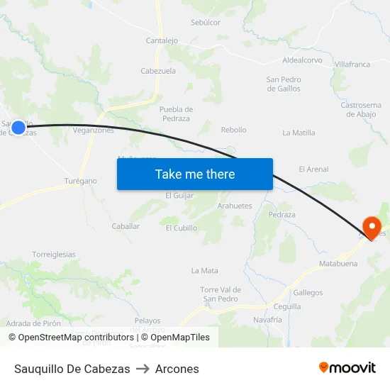 Sauquillo De Cabezas to Arcones map