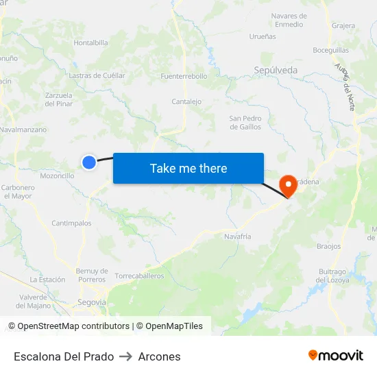 Escalona Del Prado to Arcones map