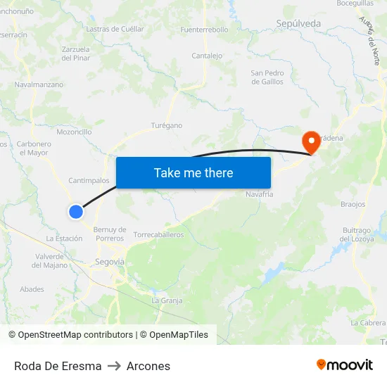 Roda De Eresma to Arcones map