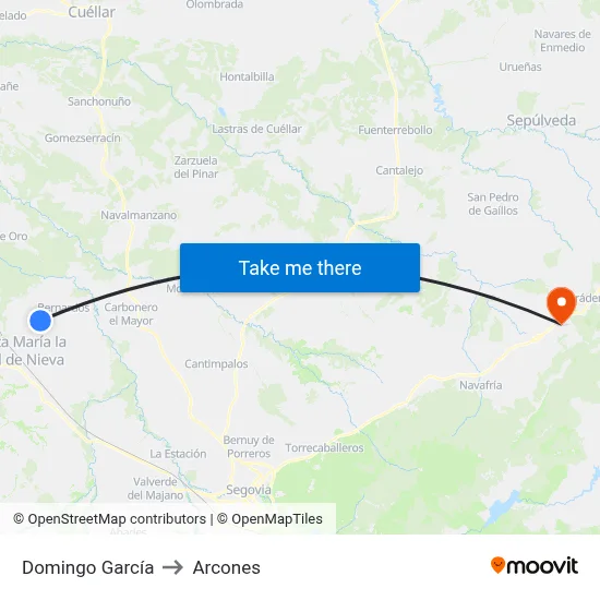 Domingo García to Arcones map