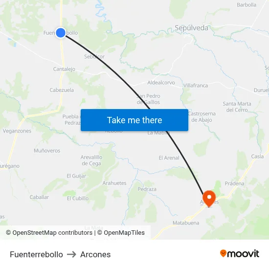 Fuenterrebollo to Arcones map