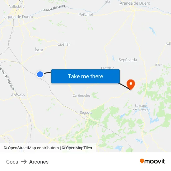 Coca to Arcones map