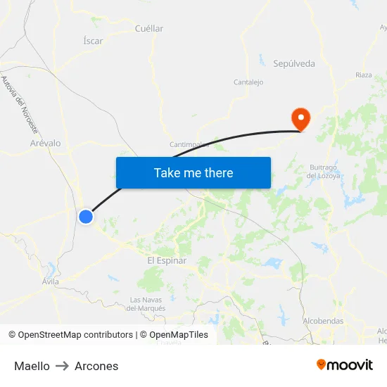 Maello to Arcones map