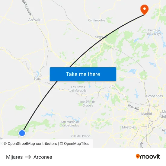 Mijares to Arcones map