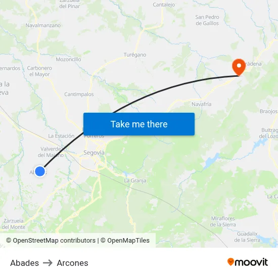 Abades to Arcones map