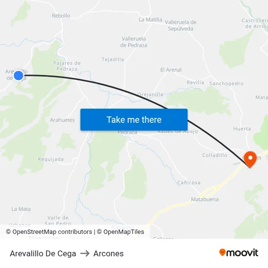 Arevalillo De Cega to Arcones map