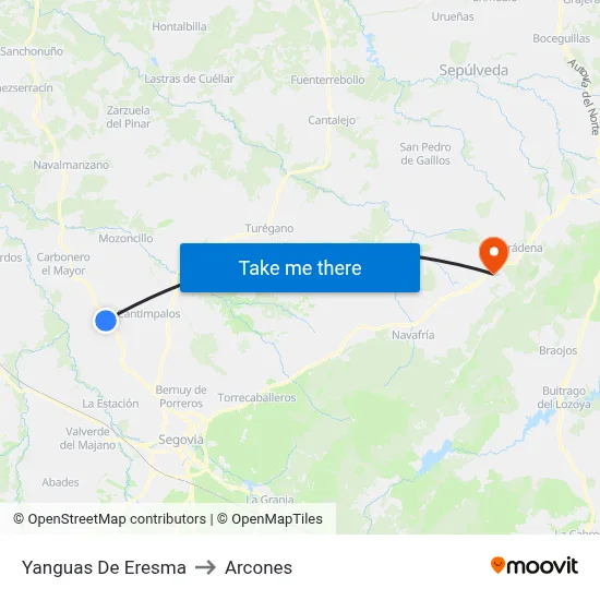 Yanguas De Eresma to Arcones map