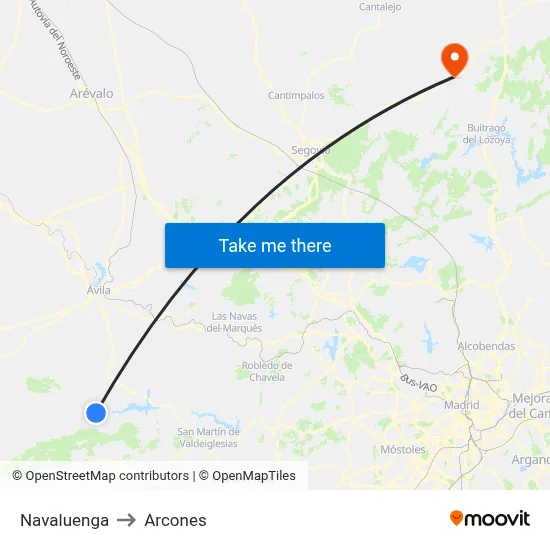 Navaluenga to Arcones map