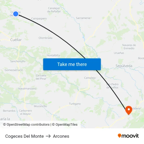 Cogeces Del Monte to Arcones map