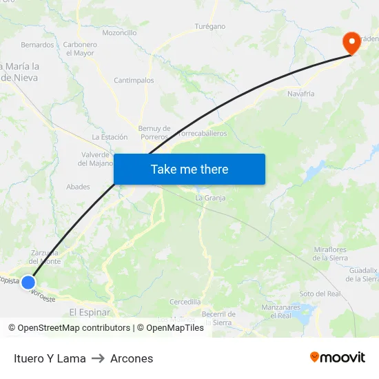 Ituero Y Lama to Arcones map