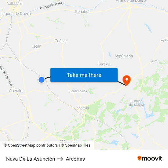 Nava De La Asunción to Arcones map