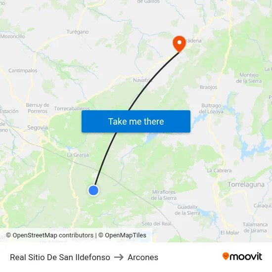 Real Sitio De San Ildefonso to Arcones map