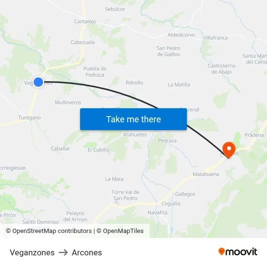 Veganzones to Arcones map