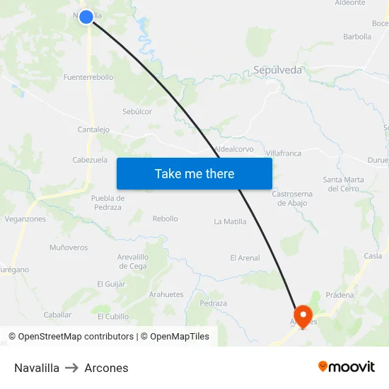 Navalilla to Arcones map