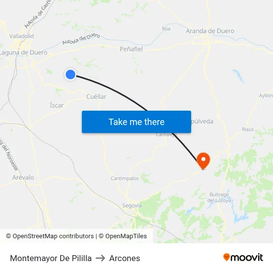 Montemayor De Pililla to Arcones map