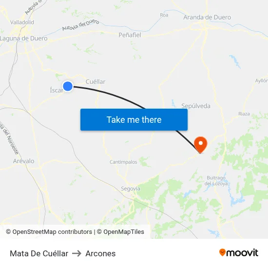 Mata De Cuéllar to Arcones map