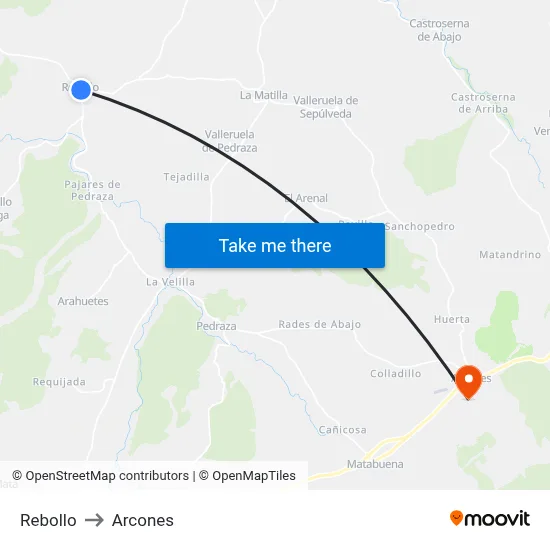 Rebollo to Arcones map